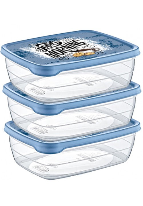 Hobby Trend Rectangular Plastic Food Storage Container 1.2 Litre Pack of 3 Assorted Colours 020907 (Parcel Rate)