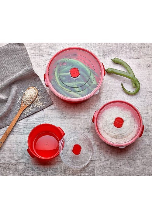 Plastic Round Food Storage Container Set of 3 0.5 / 1 / 2 Litre 021516 (Parcel Rate)