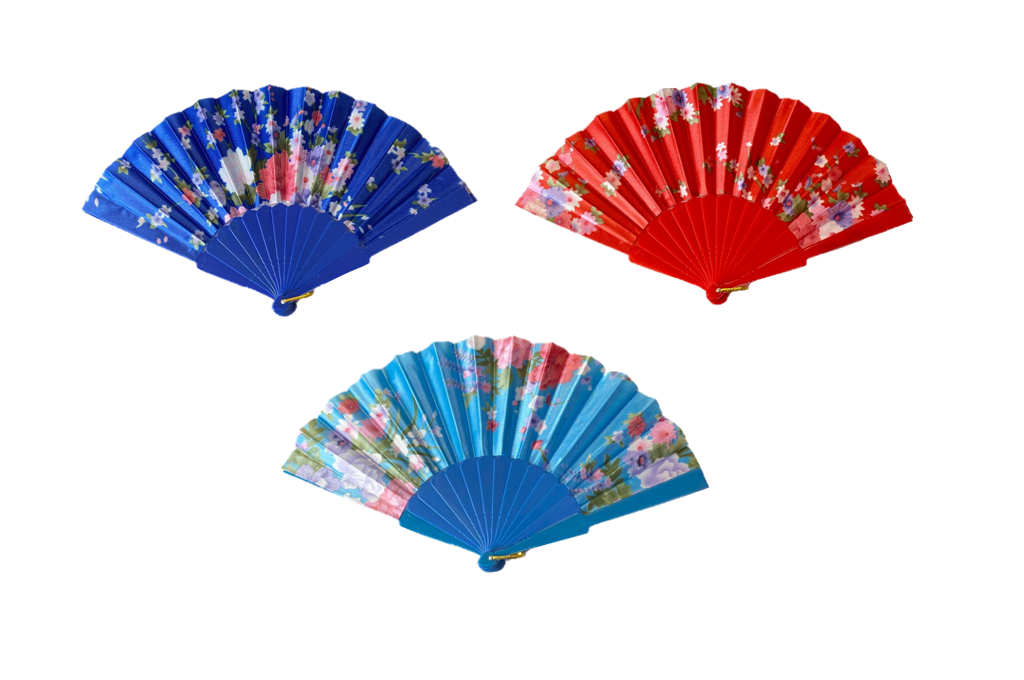 Chinese Handheld Folding Hand Fan with Floral Design Assorted Colours 0916 A (Parcel Rate)