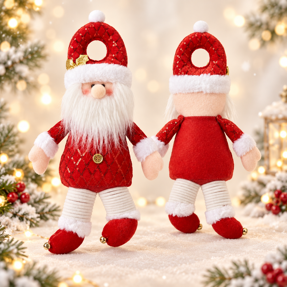 Christmas Plush Door Hanger – Red and White 35 x 17 x 8 cm, 125g SKU 8013
