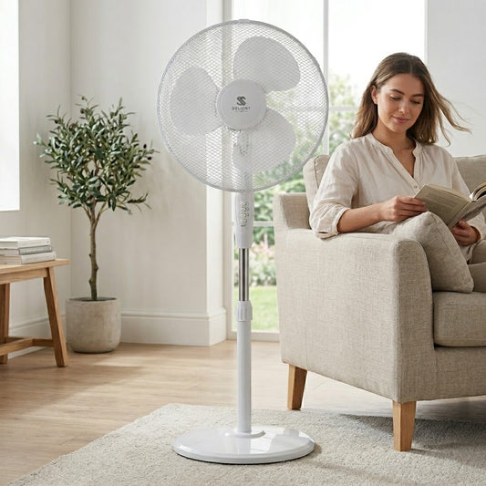 16" Stand Fan with 3-Speed Settings, Mesh Grill & Adjustable Height up to 1.25m – SKU DL2015/F16.50