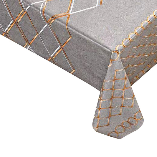 Durane Plastic Table Cover Roll Grey Orange White Pattern Design 1.37 x 20m DE-8335D 10270 (Big Parcel Rate)