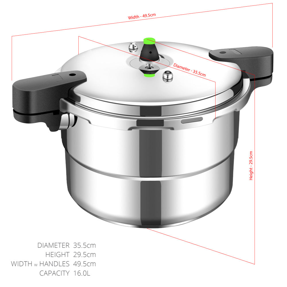 SQ Professional Aluminium Pressure Cooker 16 Litre 10572