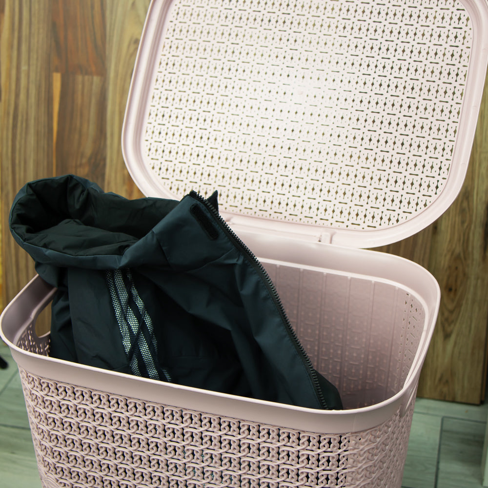 Asude Plastic Knit Laundry Basket Hamper 55L Assorted Colours 11138 / ASD040 A