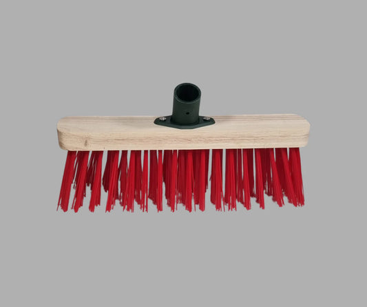 KP 12" PVC Synthetic Bristles Brush Broom Head Red 0813 / KPRED12S (Parcel Rate)
