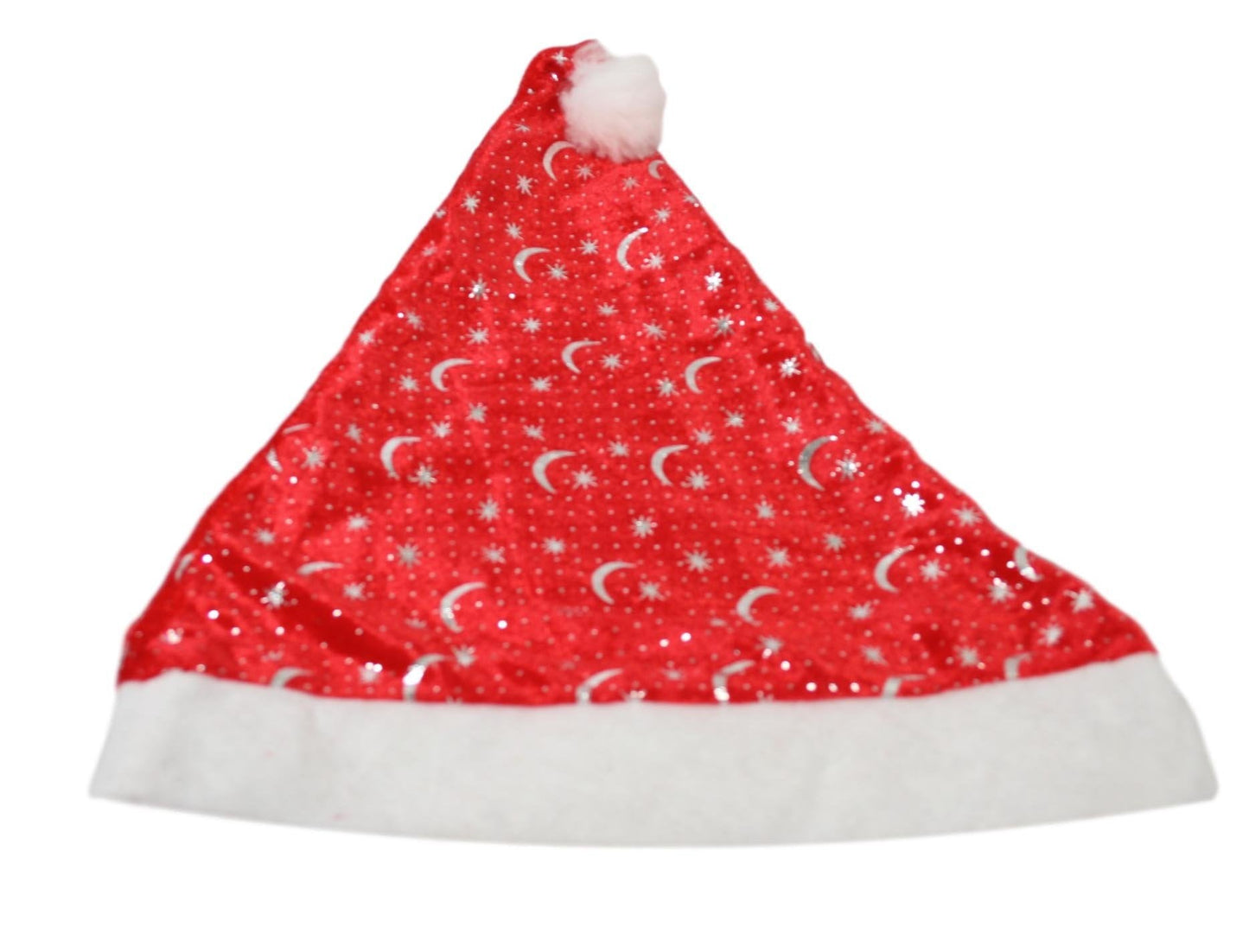 Traditional Festive Red Christmas Santa Hat with Moon and Star Design One Size 1433 (Large Letter Rate)