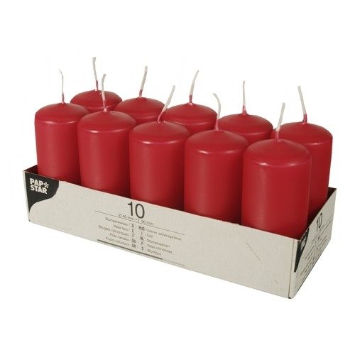 Pillar Candles 90 x 40mm Pack of 10 Red 17918 (Parcel Rate)