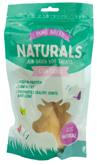 Pure Breed Naturals Air Dried Cow Ears Dog Treats 60g SKU 324659