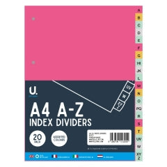 A4 A-Z Index Dividers, 20pk 29.4x22x0.2cm 210g SKU P2777