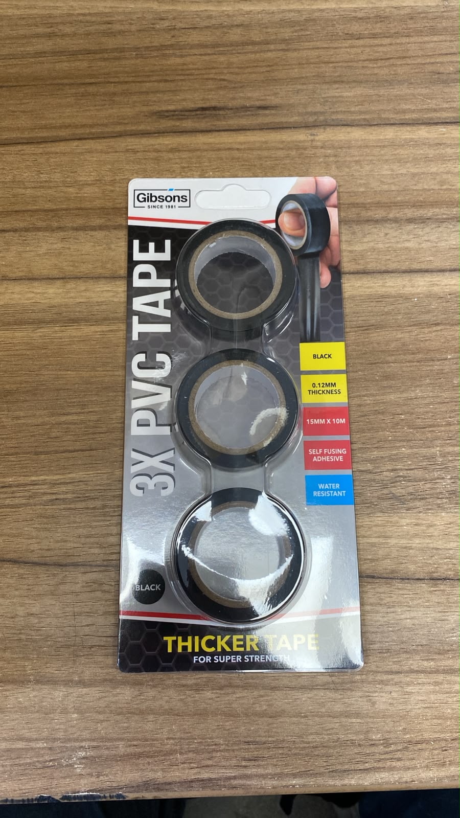 3x PVC Tape Black SKU TPVBLK 24x11x3cm 100g