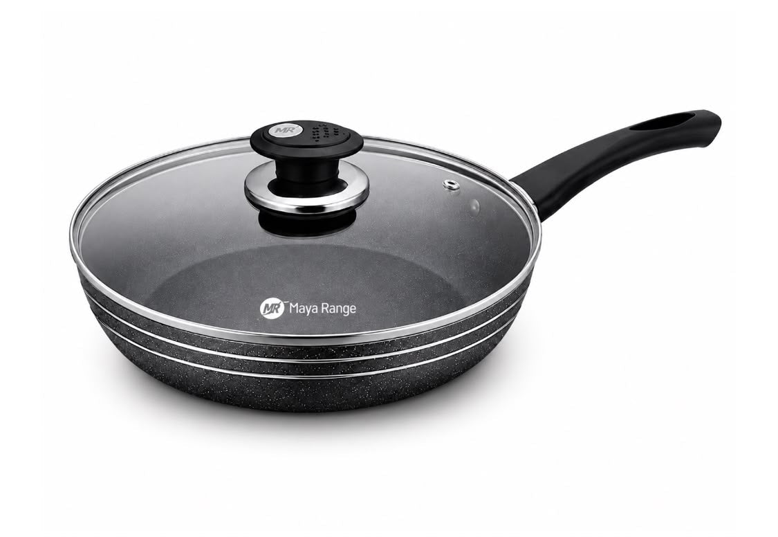 30cm Black Non-Stick Frypan with Lid 2.0mm SKU MR1273
