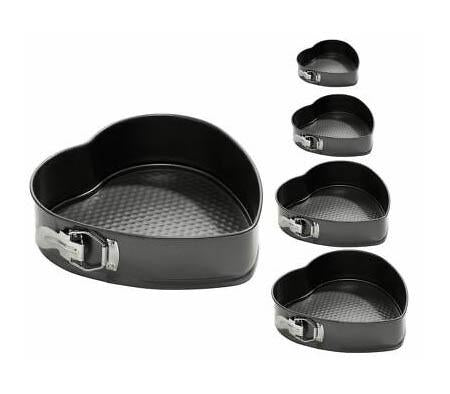 Metal Heart Shaped Springform Oven Cake Baking Tins with Loose Bottom Set of 5 3581 (Parcel Rate)