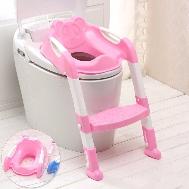SQ Professional Plastic Children's Teddie Toilet Seat Ladder 59cm Pink 5824 / 2548 (Big Parcel Rate)