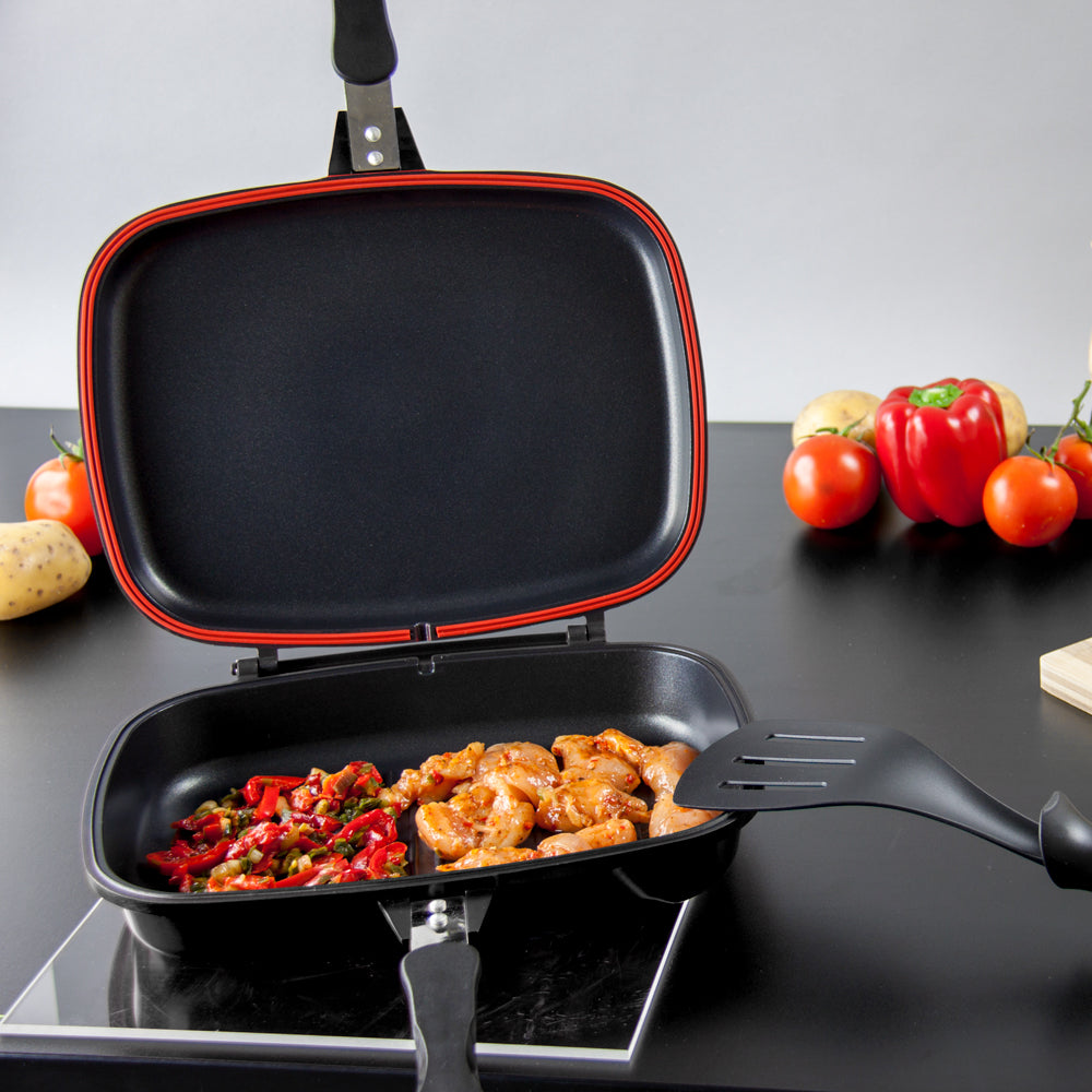 SQ Professional Nea Diecast Double Sided Magic Pan 32cm Nera Black 4482 (Parcel Rate)