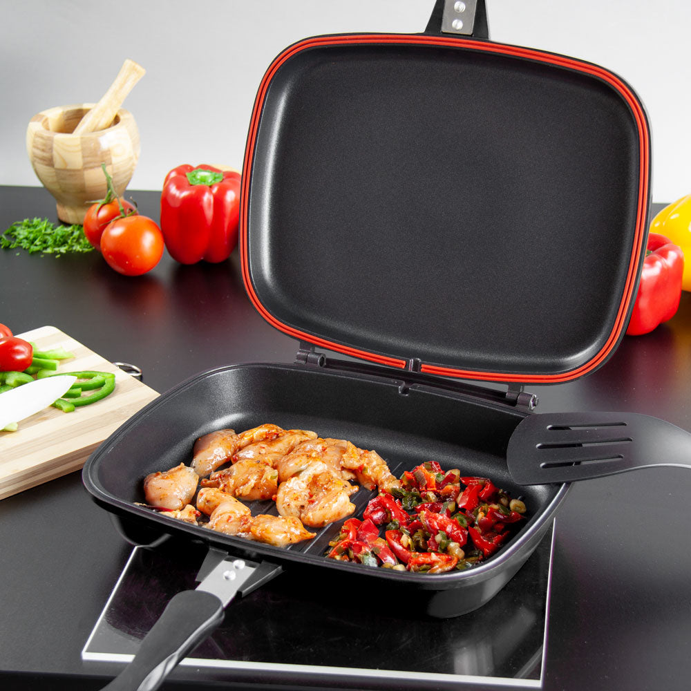 SQ Professional Nea Diecast Double Sided Magic Pan 32cm Nera Black 4482 (Parcel Rate)