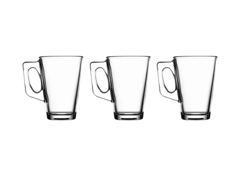 Paradise Latte Glass Mug 9oz Pack of 3 4571
