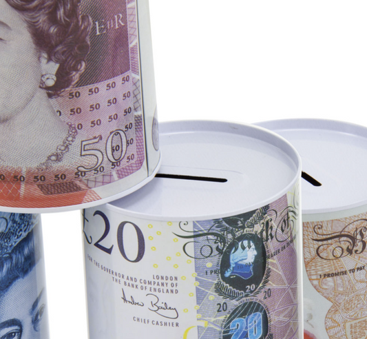 MTM99 Medium Coin Money Tin Piggy Bank Savings Box 12 x 16cm Assorted Designs 2295 / 4797 (Parcel Rate)