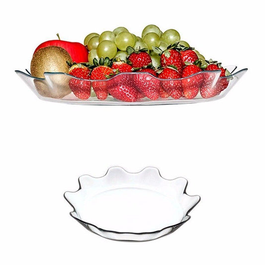 PB Patisserie Round Fancy Glass Fruit Serving Plate 32cm 10442 (Parcel Plus Rate)