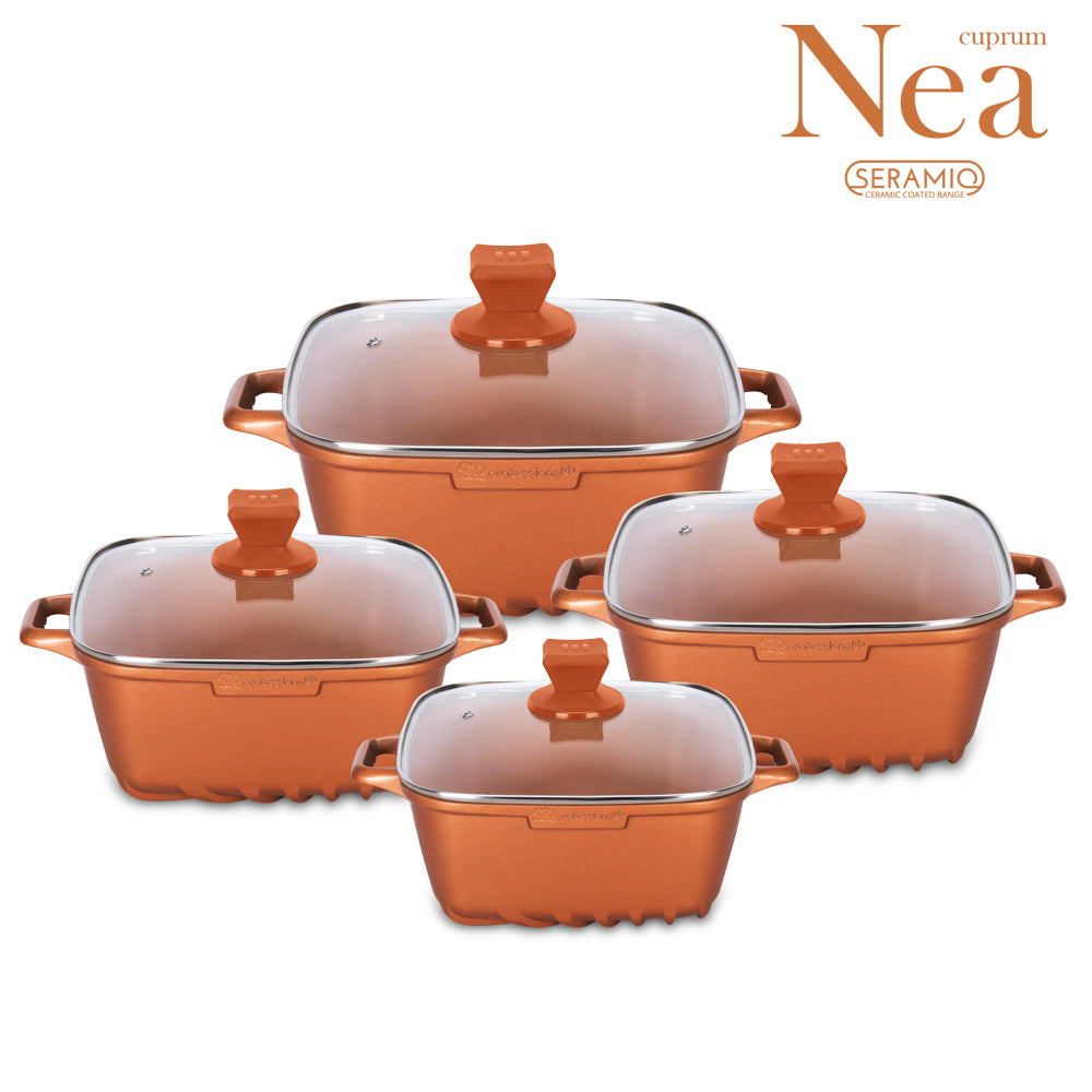 SQ Professional Nea Seramiq Diecast Square Stockpot Set of 4 Cuprum 4927