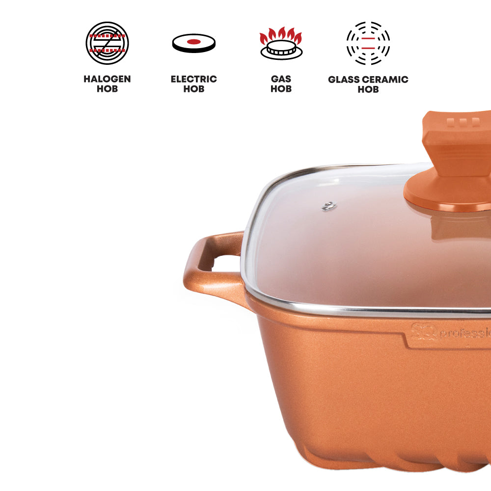 SQ Professional Nea Seramiq Diecast Square Stockpot Set of 4 Cuprum 4927
