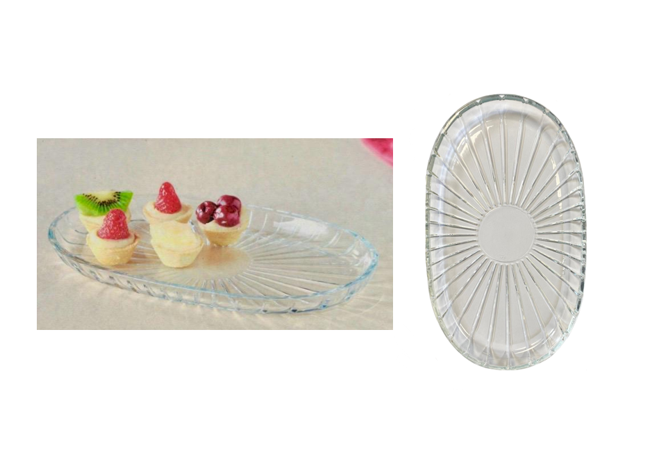 PB Glass Elegant Oval Service Plate Tray 278 x 163mm 54783 (Parcel Plus Rate)