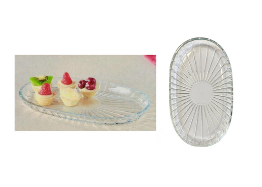 PB Glass Elegant Oval Service Plate Tray 278 x 163mm 54783 (Parcel Plus Rate)