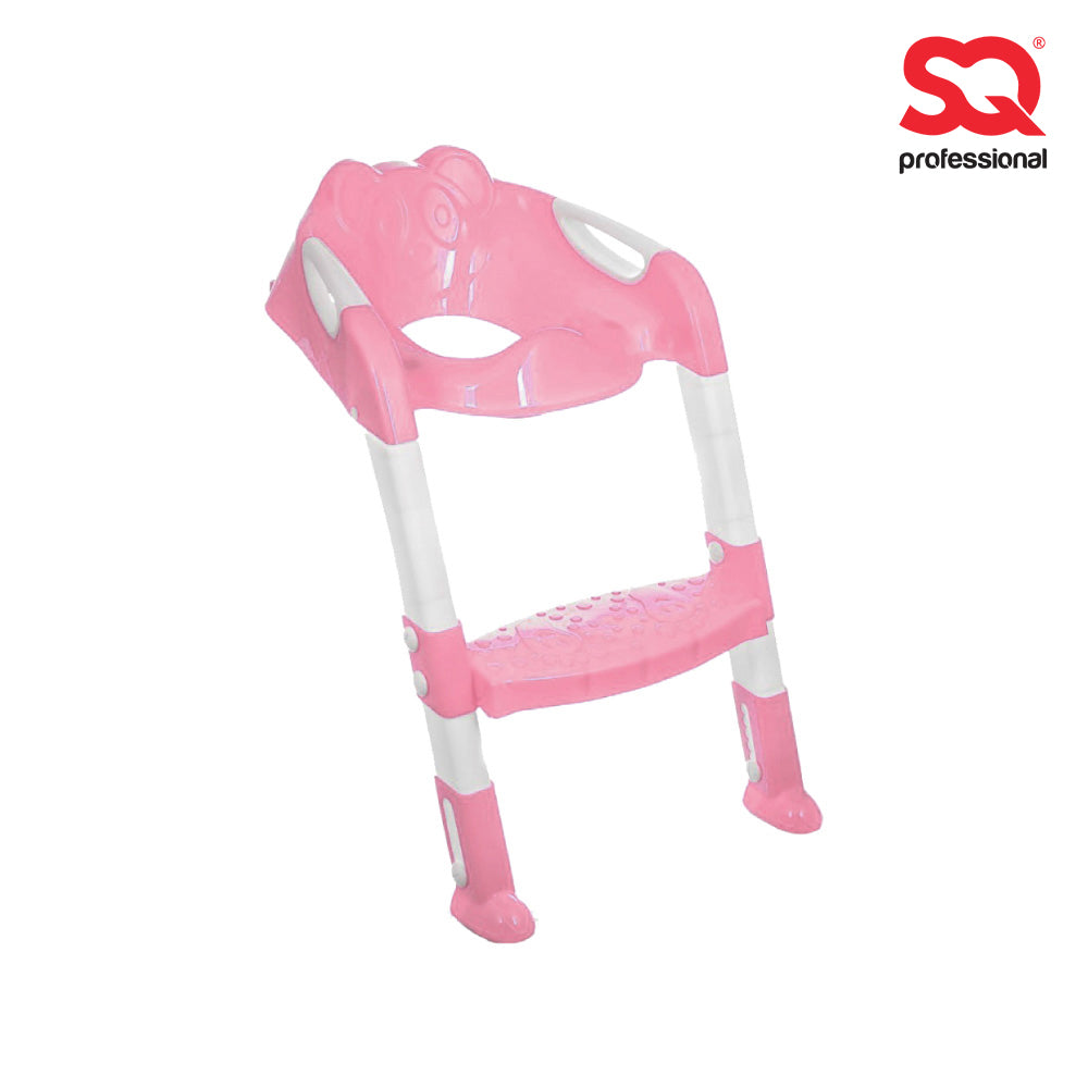 SQ Professional Plastic Children's Teddie Toilet Seat Ladder 59cm Pink 5824 / 2548 (Big Parcel Rate)