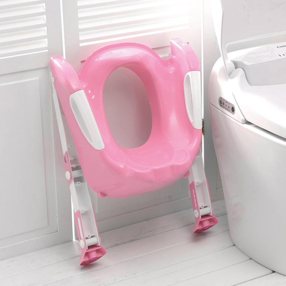 SQ Professional Plastic Children's Teddie Toilet Seat Ladder 59cm Pink 5824 / 2548 (Big Parcel Rate)