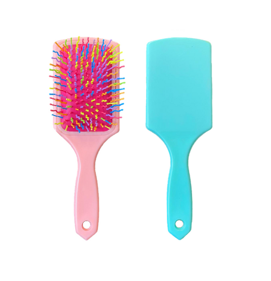 Plastic Detangling Frizzle Hair Brush with Squiggly Rainbow Bristles 24 x 8cm Assorted Colours 5943 (Parcel Rate)