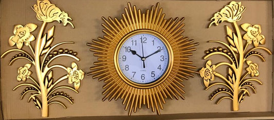 Plastic Wall Clock and Decal Set 3pcs 25 cm Assorted Colours and Designs 6983
