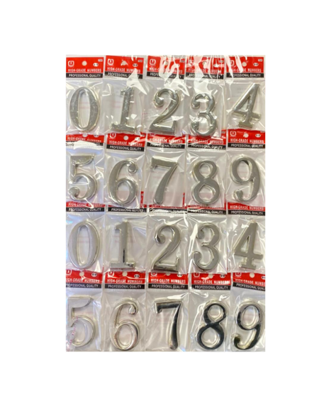 3D Self Adhesive Plastic House Door Numbers Pack of 20 Assorted Numbers 0 - 9 Assorted Colours 6059 (Parcel Rate)