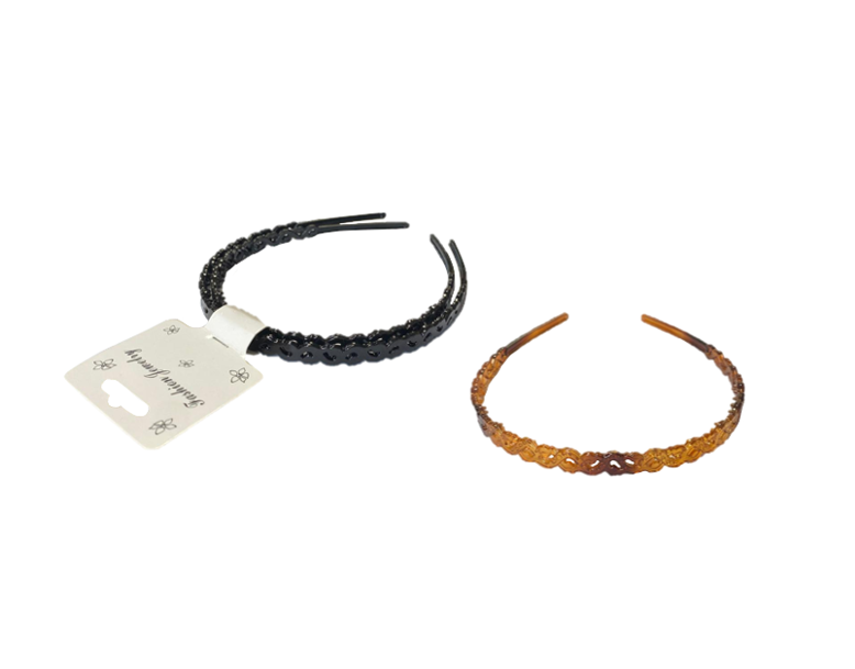 Girl's Plastic Wavy Hair Head Band 8mm Pack of 2 Assorted Colours 6498