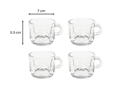 Elegant Glass Tea Pot with 4 Tea Cups Set of 5 Pieces 6661 (Parcel Plus Rate)