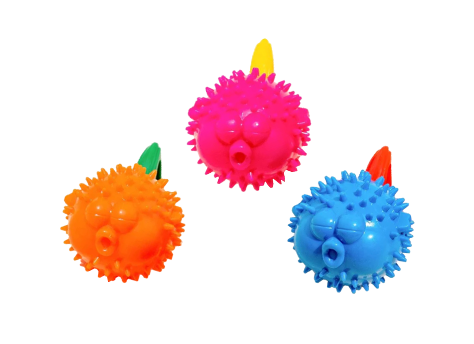 Dog Toy Ball Squeaky Puffer Fish 8.5 cm Assorted Colours 6725 Parcel Rate