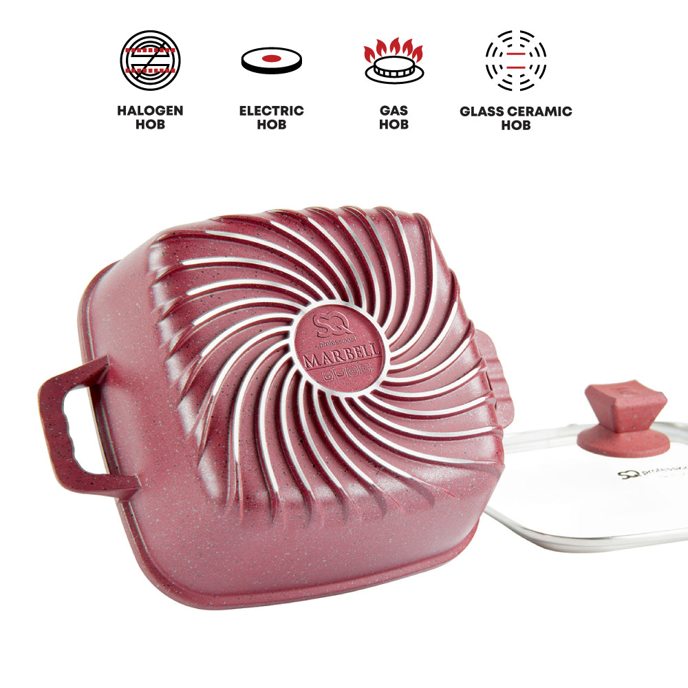 SQ Professional Nea Marbell Effect Square Stockpot Set of 4 Rossa 6902