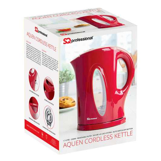 SQ Professional Aquen Plastic Kettle 1.7 Litre 2200W Red 4734 (Parcel Rate)