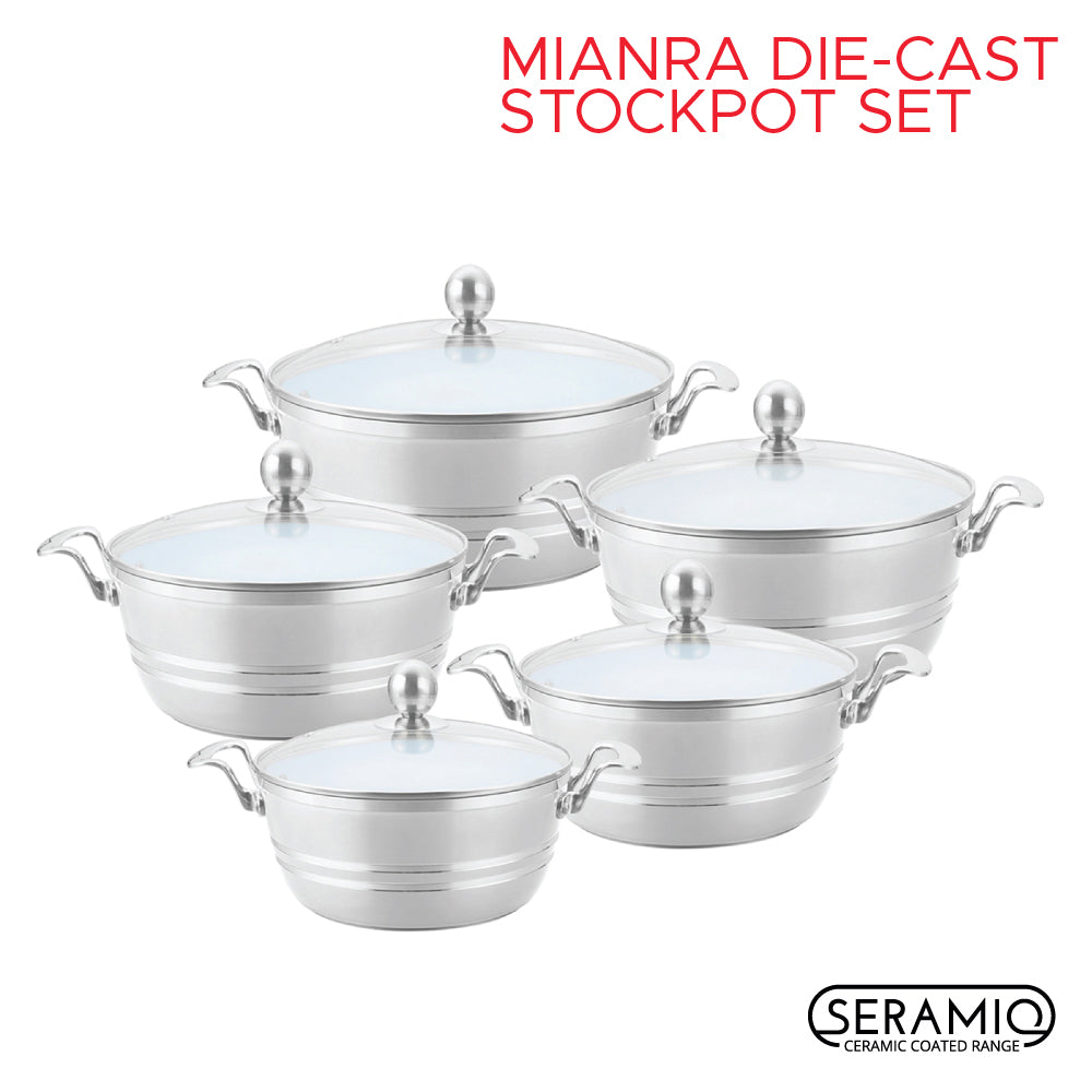 SQ Professional Seramiq Mianra Diecast Stockpot Set of 5 Quartz 7202 (Big Parcel Rate)