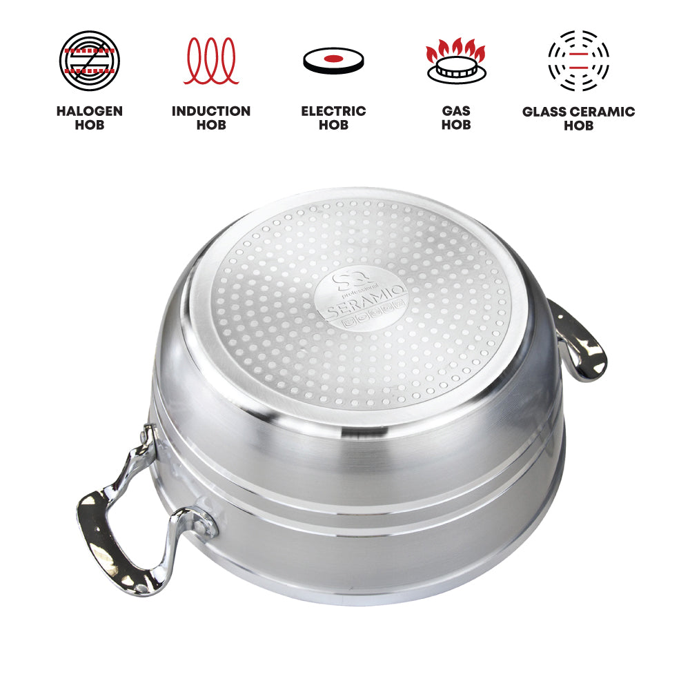 SQ Professional Seramiq Mianra Diecast Stockpot Set of 5 Quartz 7202 (Big Parcel Rate)