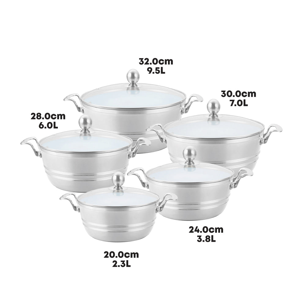 SQ Professional Seramiq Mianra Diecast Stockpot Set of 5 Quartz 7202 (Big Parcel Rate)