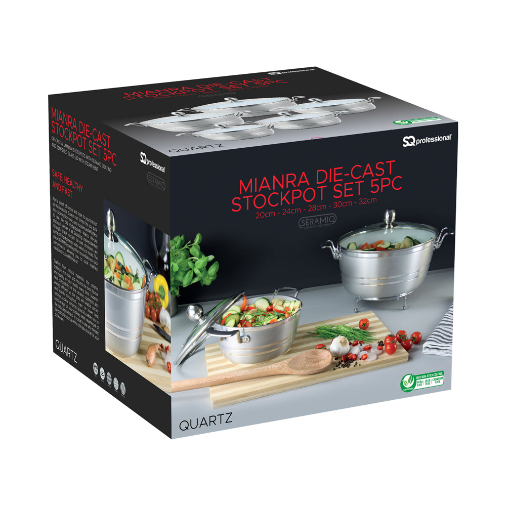 SQ Professional Seramiq Mianra Diecast Stockpot Set of 5 Quartz 7202 (Big Parcel Rate)