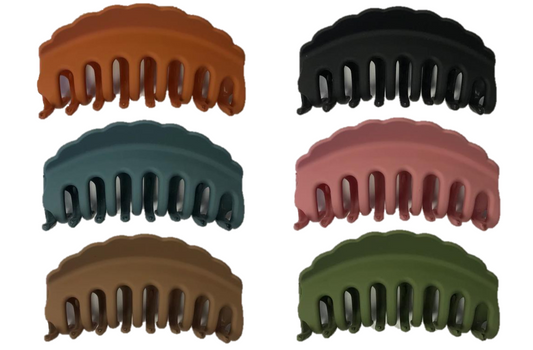 Plastic Hair Claw Clip Scalloped Edge Design 10 cm Assorted Colours 7249 (Parcel Rate)