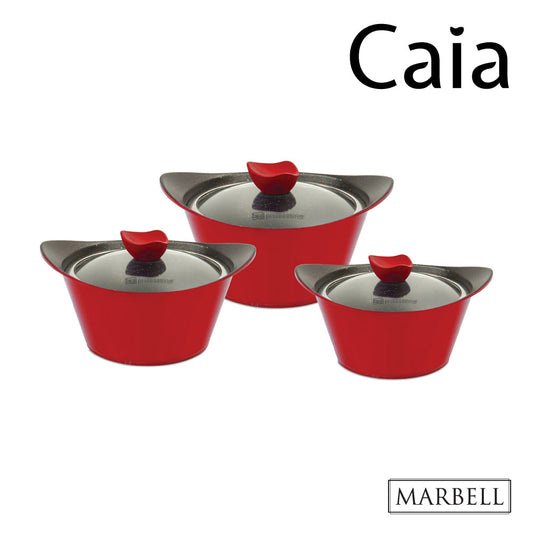SQ Professional Caia Die Cast Stock Pot Set of 3 Red P97101 / 7423 (Big Parcel Rate)