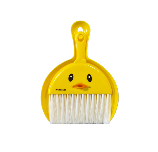 Plastic Mini Dustpan and Brush Set Cartoon Chicken Face Design 20.5 x 16 cm Yellow 7842 (Parcel Rate)