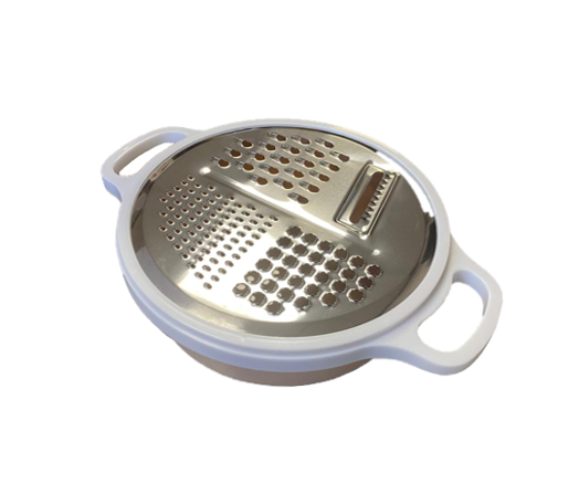 Round Plastic Box Grater with Cover 19 x 7cm Assorted Colours 7847 (Parcel Rate)