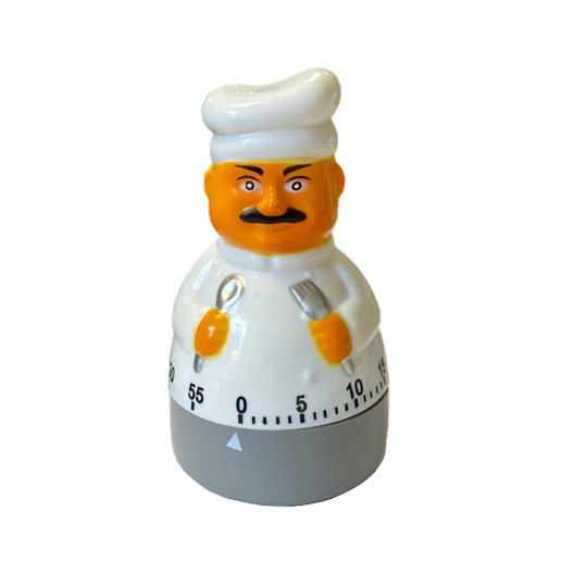 Plastic Little Chef Shaped Kitchen Cooking Timer 60 Minutes 10cm 7873 (Parcel Rate)