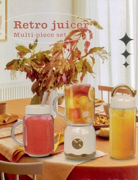 Mini Electric Plastic Retro Style Kitchen Juice Blender with Bottle 500ml Assorted Colours 7885 (Parcel Rate)