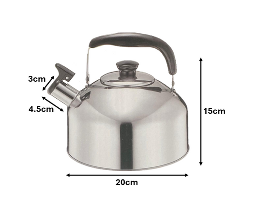 Stainless Steel Metal  Whistling Camping Kettle 2.5L 7893 (Parcel Rate)