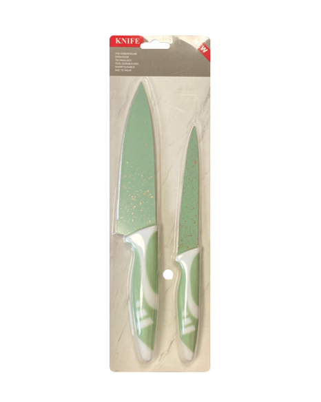 Kitchen Knife with Plastic Handle Set of 2 Assorted Colours 7902 (Parcel Rate)