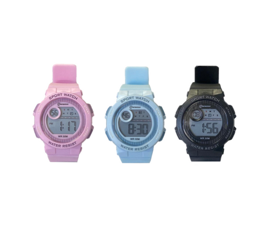 Mingrui Water Resistant Plastic Digital Sports Watch Assorted Colours 7914 (Parcel Rate)