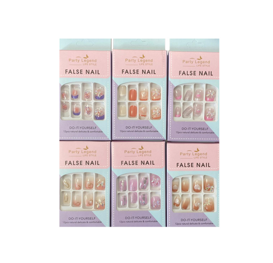 Artificial Fake Nail Extensions with Bow Assorted Designs 7920 (Large Letter Rate)